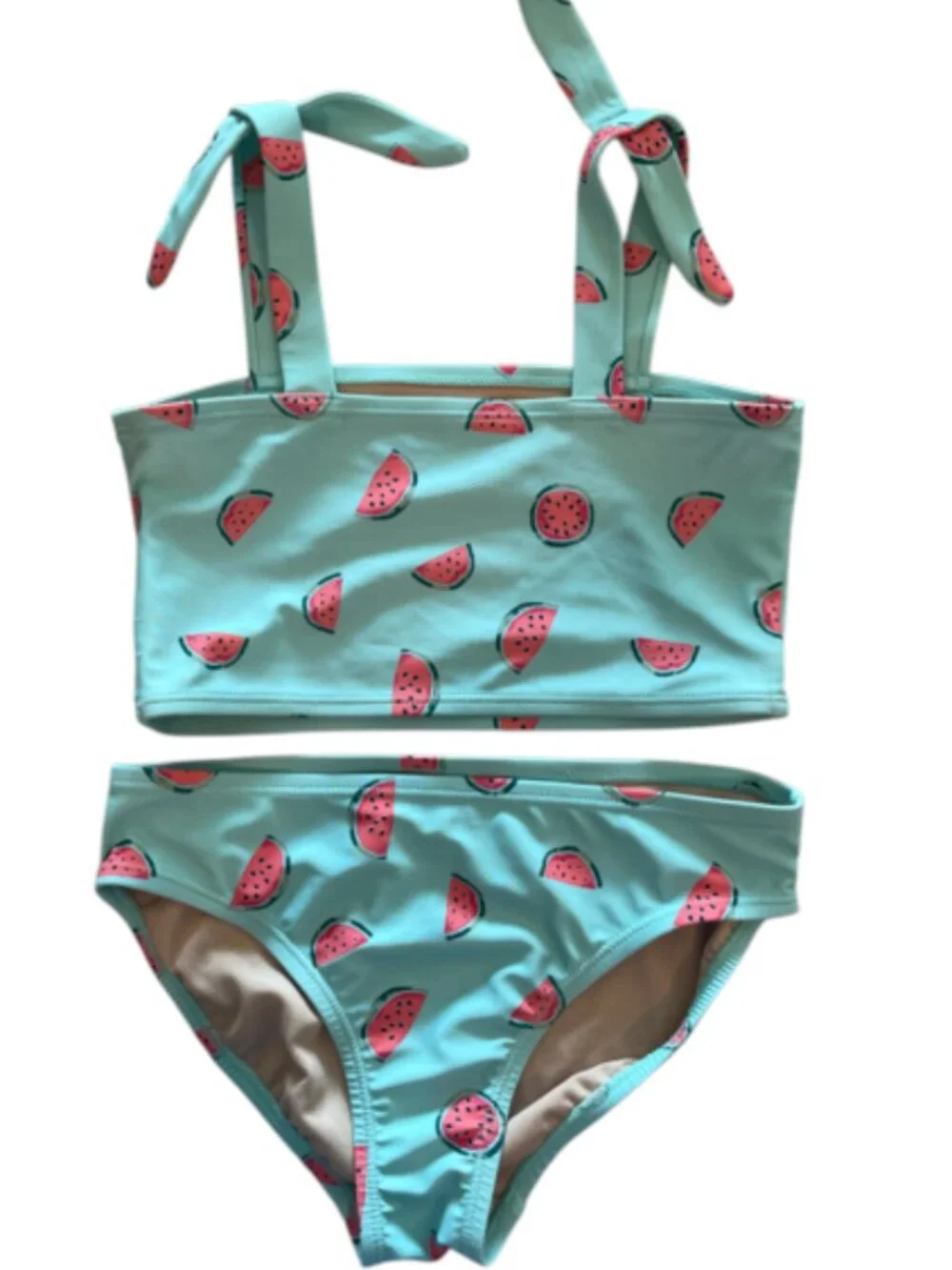 GAP Kids Girls Watermelon Print Two-Piece Swimsuit – Size M 8/9 – Aqua Blue